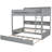 Twin  over twin Bunk Bed with Trundle – Space-Saving Wooden Bed with Built-In Storage for Kids & Guests, Gray-908843965-908843962