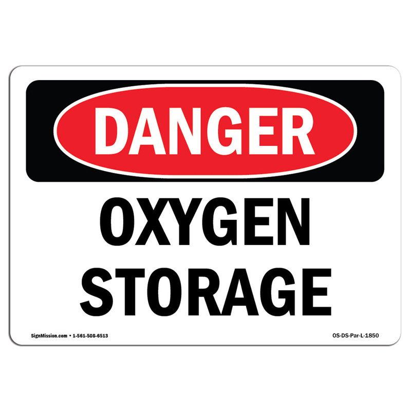 Enseigne d'oxygène en aluminium 12 x 18, H 12 po x l 18 po x P 0,1 po