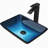 Donatello Sottile  18" L x 13" W x 4" H Rectangular Glass Vessel Bathroom Sink with 12" H Faucet-111806353-111806356