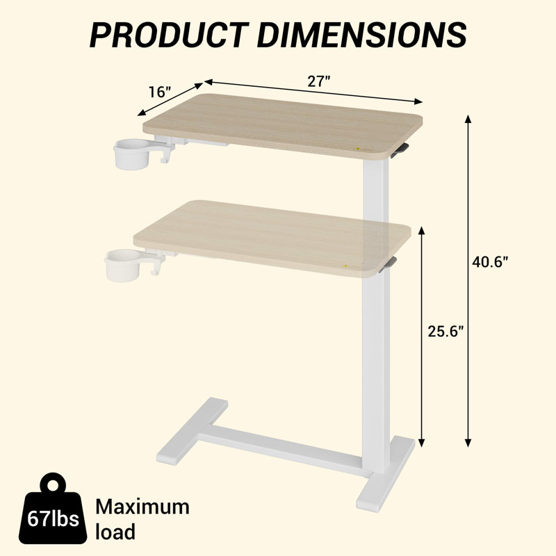 Metal Base Computer Desk, Beige/White
