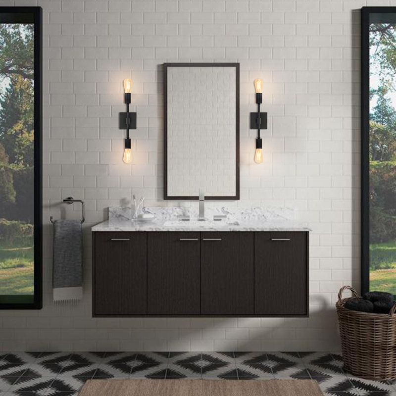 Éclairage de salle de bain moderne à 2 lumières à intensité variable noir mat Breeonna
