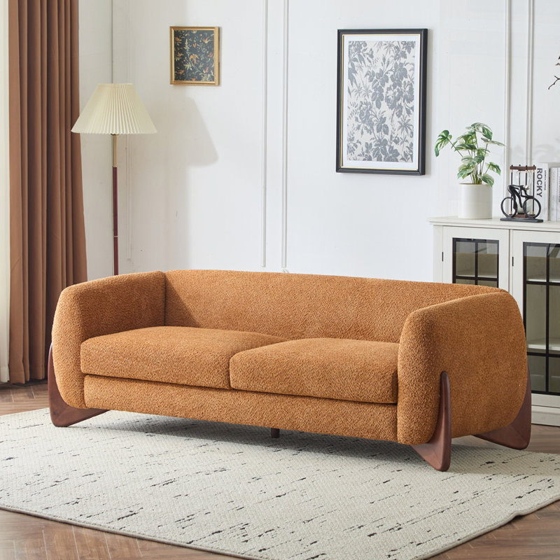 Canapé moderne en sherpa Boucle, Caramel