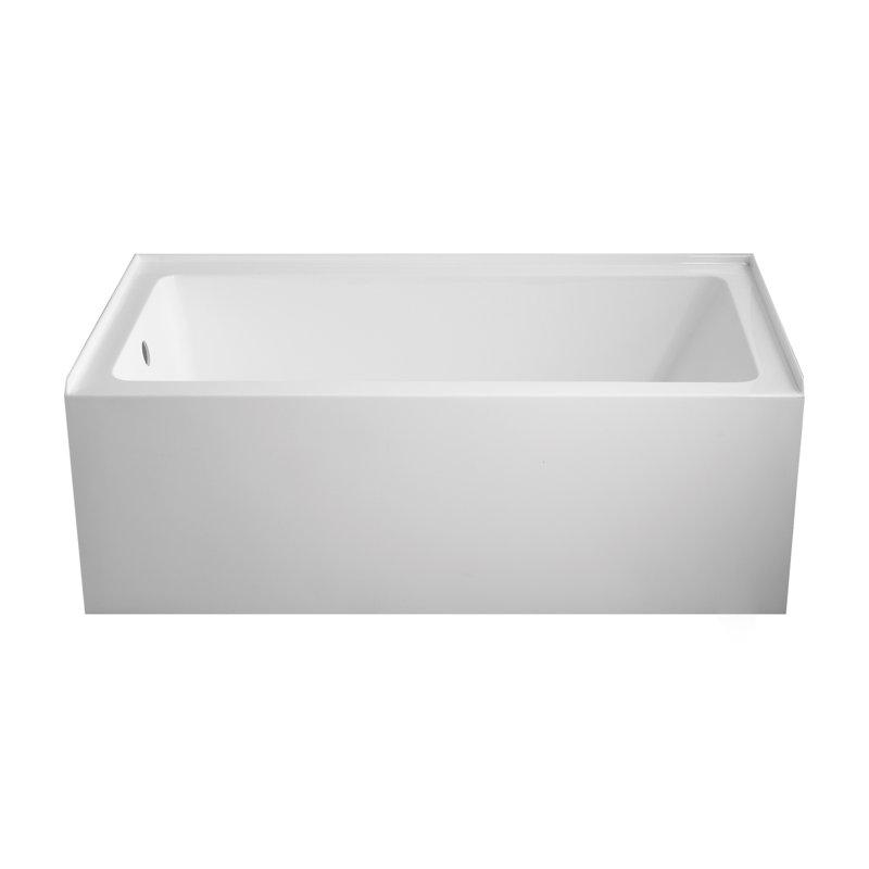 Condris Oasis 60" x 32" Acrylic Alcove Soaking Bathtub – Left/Right Drain Optional, Anti-Slip, White, Left