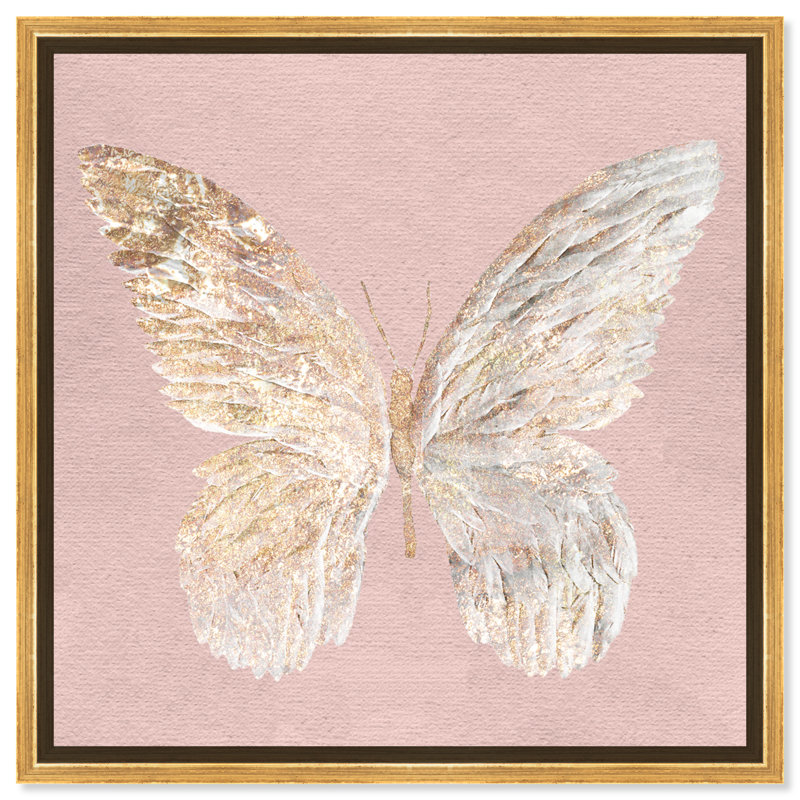 Damilola Golden Butterfly Glimmer Blush - reproduction d'art graphique sur toile, H 30 po x l 30 po, Impression encadrée