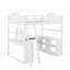 Lit mezzanine double en bois avec bureau