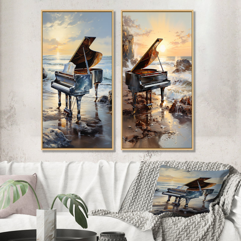 Ensemble de 2 pièces Piano Piano, Cadre flottant brun, H 40 po x l 41 po