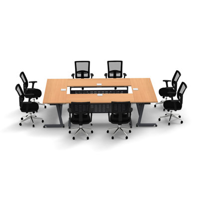Rectangle 8 Person Flip Top 72'' L Modular Training Table and Chair Set with Casters and Modesty Panel and Cable Management