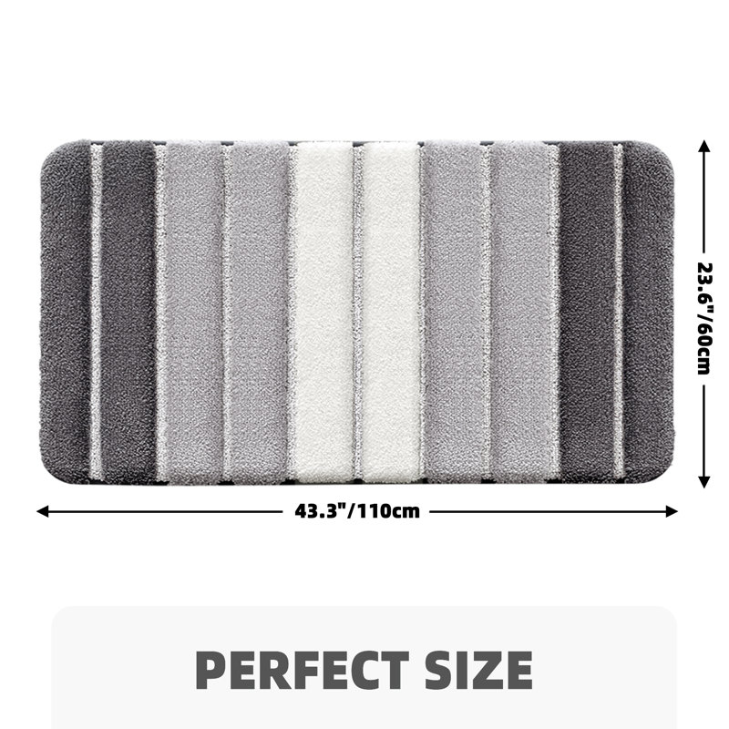 Danimir Microfiber / Microsuede Non-Slip Bath Rug, 24" W x 43" L, Gray