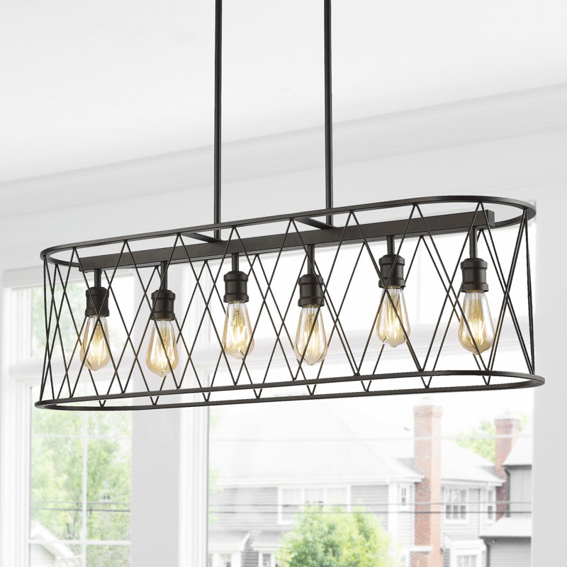Luminaire suspendu rectangulaire 6 lumières pour îlot de cuisine Wakeham