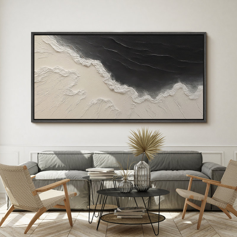 Poster D'art Abstrait Aquarelle Gris Neutre - Décor Moderne, Neuf