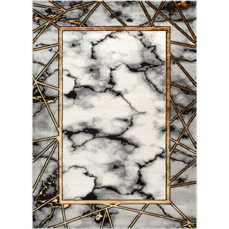 Monaco Series Abrstract Black/Gray/Ivory/Beige Area Rug