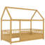 Lit simple naturel avec structure haute en bois et clôture, structure en pin, structure stable, amusante pour-1536946228