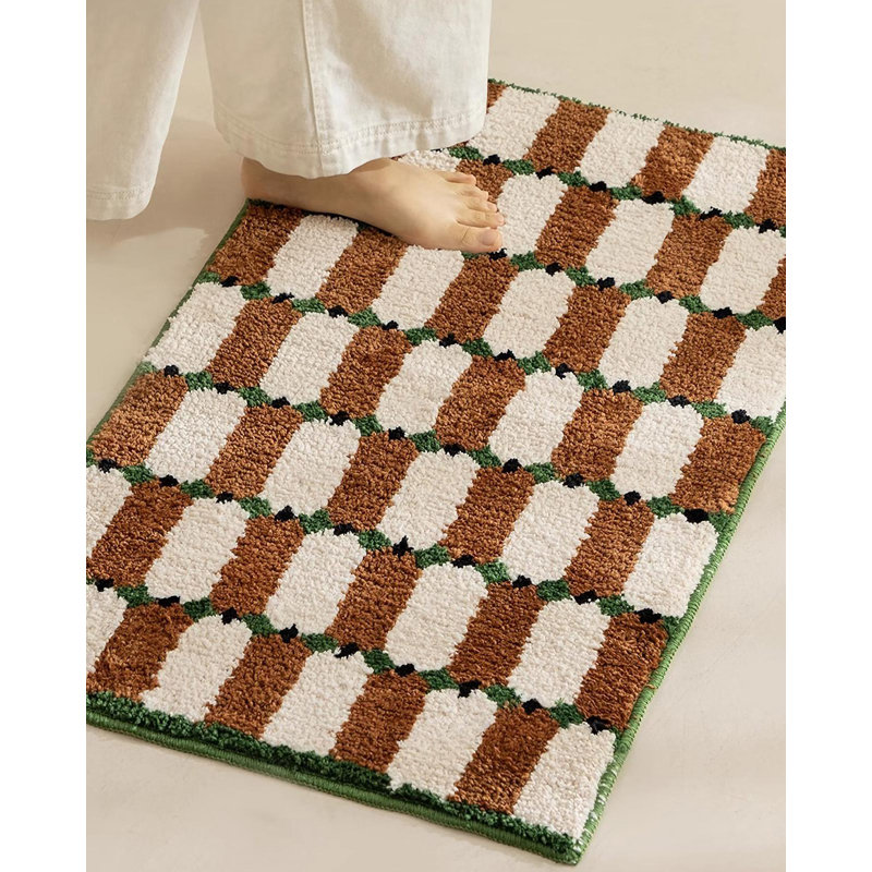 Absorbent Plush Bathroom Mat - Quick-Dry Door Mat With Non-Slip Backing, Brown