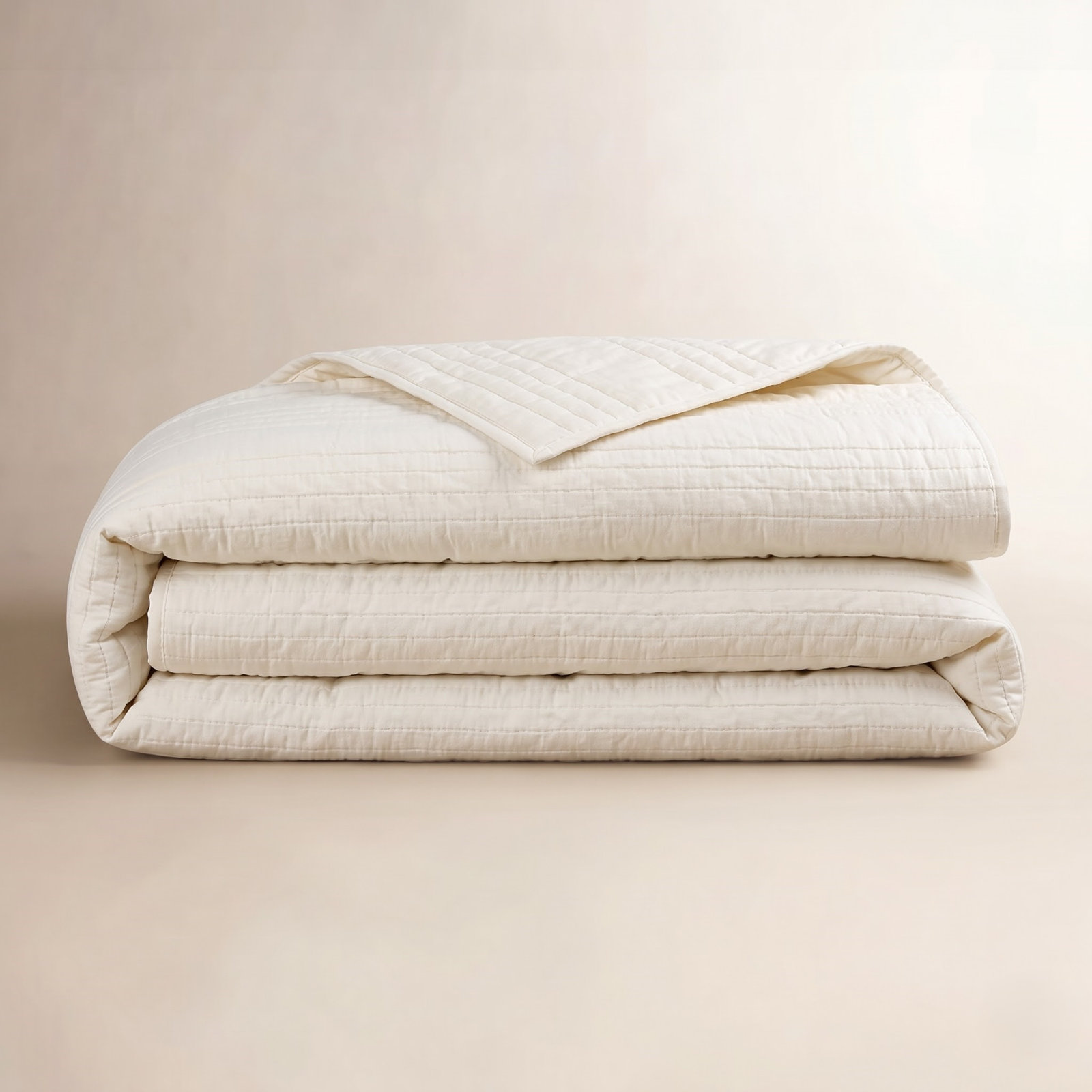 Kennison Cotton Quilt Set, King Quilt, Ivory