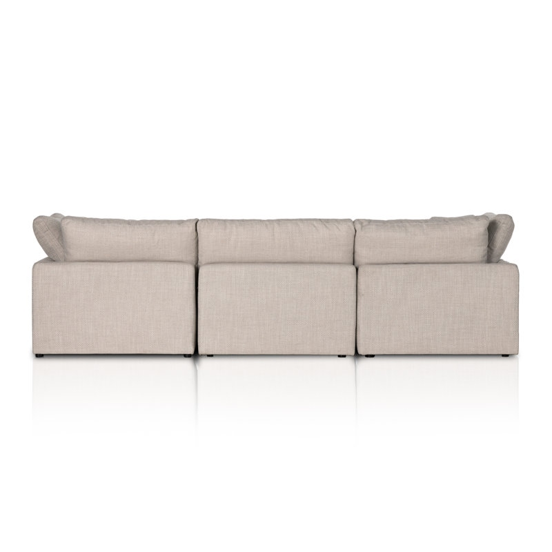 Stevie 124.5" Tuxedo Arm Modular Sofa, Gibson Wheat Performance Weave