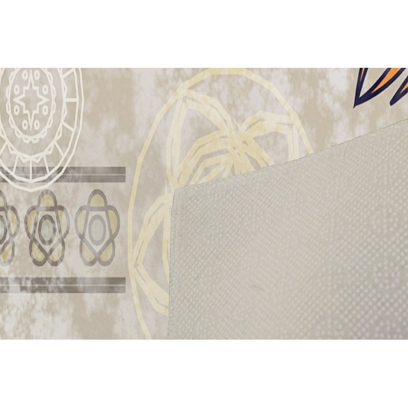Tapis beige / orange / blanc en polyester tissé à plat à la machine Astacia, Rectangle 3 pi 3 po x 6 pi 7 po