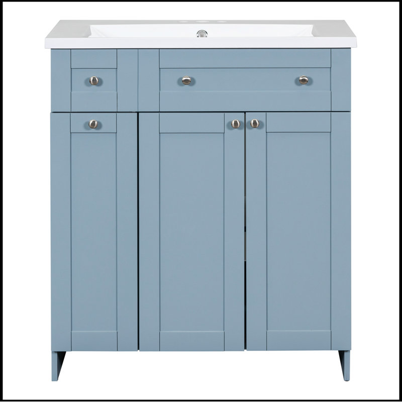 Meuble-lavabo simple avec plateau Sabrian 30,00, Bleu