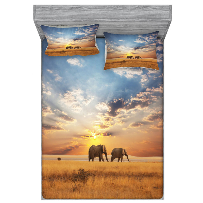 Safari Microfiber Sheet Set, Queen Sheet Set + Fitted Sheet + 2 Pillowcases
