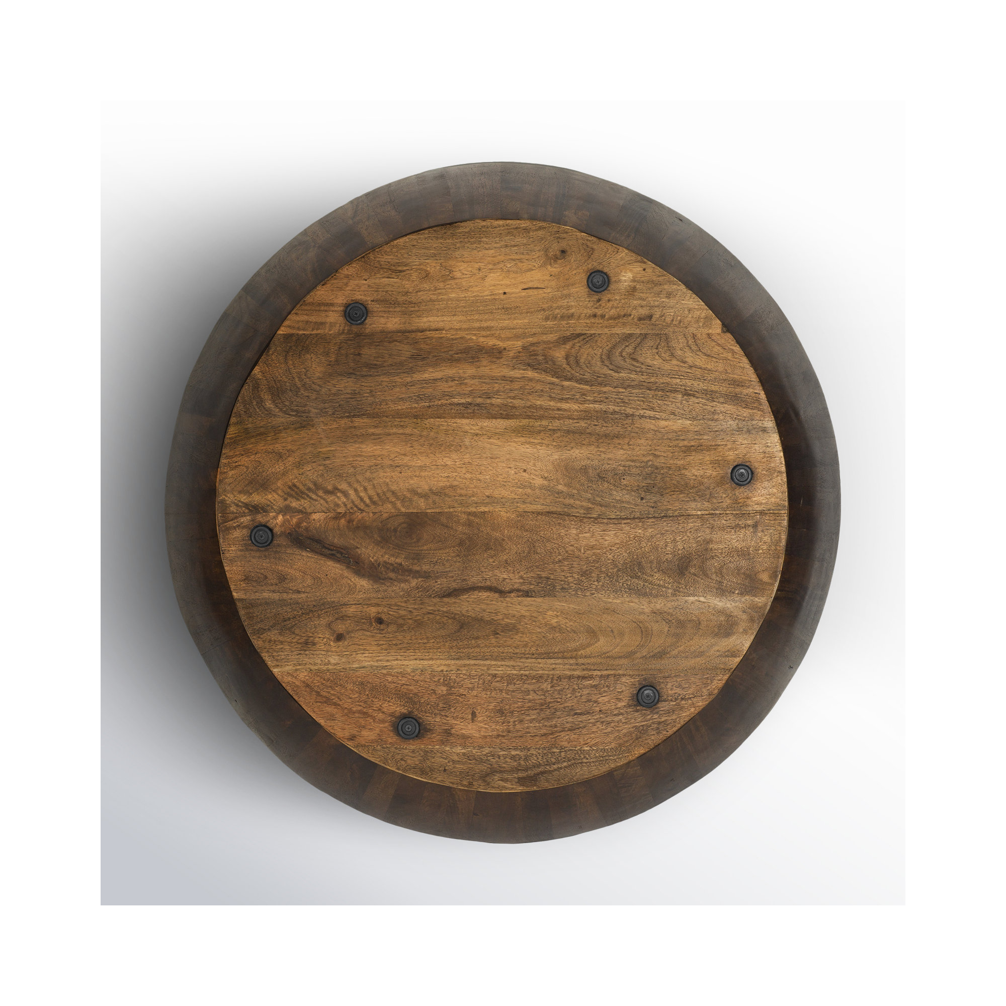 Mango Wood Drum Coffee Table, Walnut