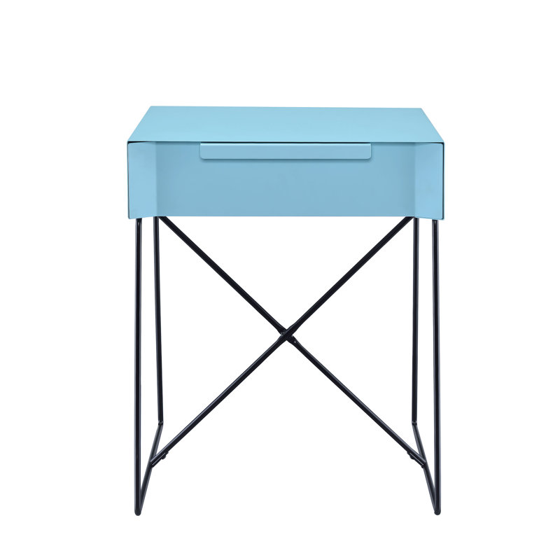 Emig End Table with Storage, Teal