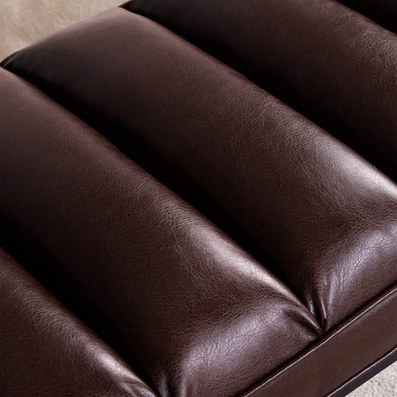 Banc rembourré à base en métal brun foncé pour la chambre à coucher et le vestibule - Rembourrage en éponge de qualité supérieure, assemblage facile, charge maximale de 220 lb, brun, revêtement en polyuréthane, rembourrage, capacité