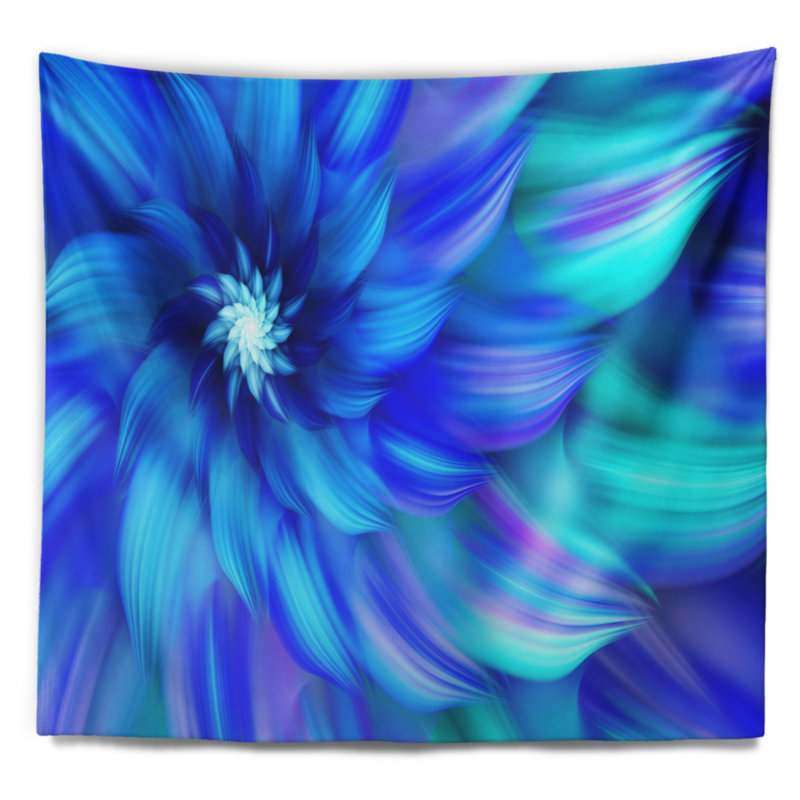 Tapisserie florale florale bleue, H 78 po x l 92 po