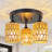 3-light Woven Rattan Semi-flush Mount Light, Boho Farmhouse Ceiling Fixture For Bedroom, Porch, Entryway