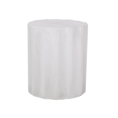 Lightweight Concrete Patio Side Table - Modern Design, Portable, 15.65"W X 15.65"D 18.37"H, Antique White, No Assembly Required Outdoor End Look, Construction, Hassle-