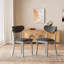 Ensemble de 2 chaises d'appoint rembourrées en polyester gris ardoise pour le repas, design moderne sans accoudoirs de style Mid-Century avec pieds en bois massif
