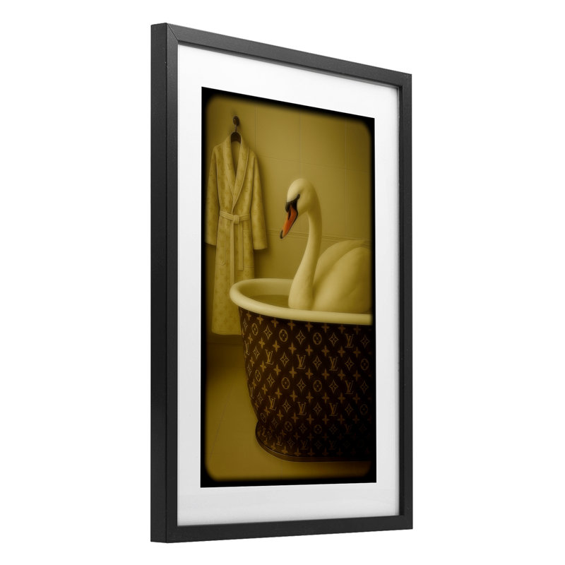 Impression sur toile encadrée Couture Swan, par Grotto Studios, 20 x 14, Midnight Black Under Glass Framed