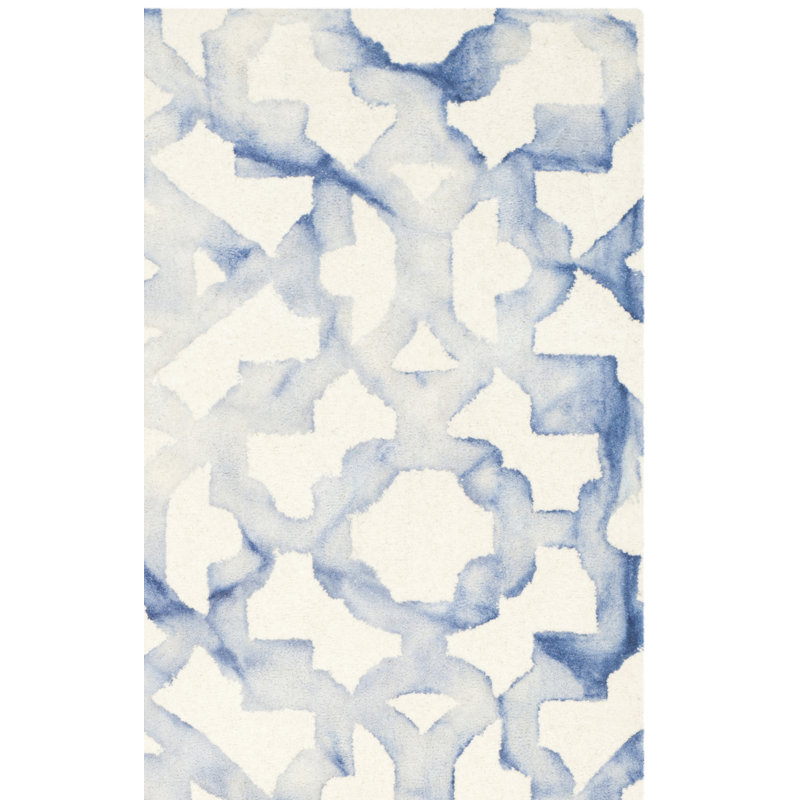 Tapis géométrique en laine / coton touffeté à la main Amekia, Rectangle 9 pi x 12 pi
