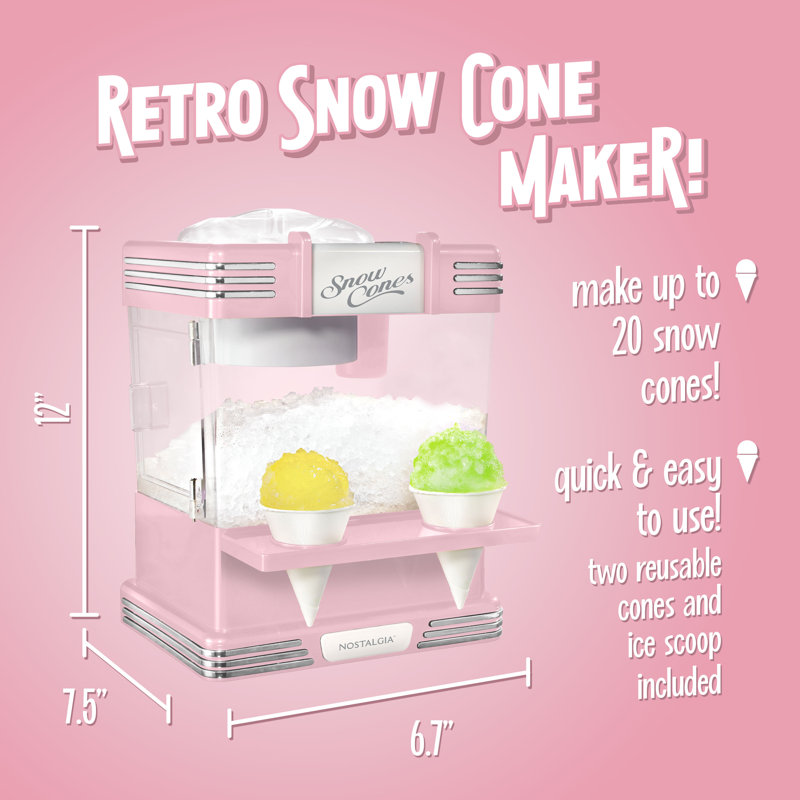 Nostalgia Retro Snow Cone Maker, Pink, Pink