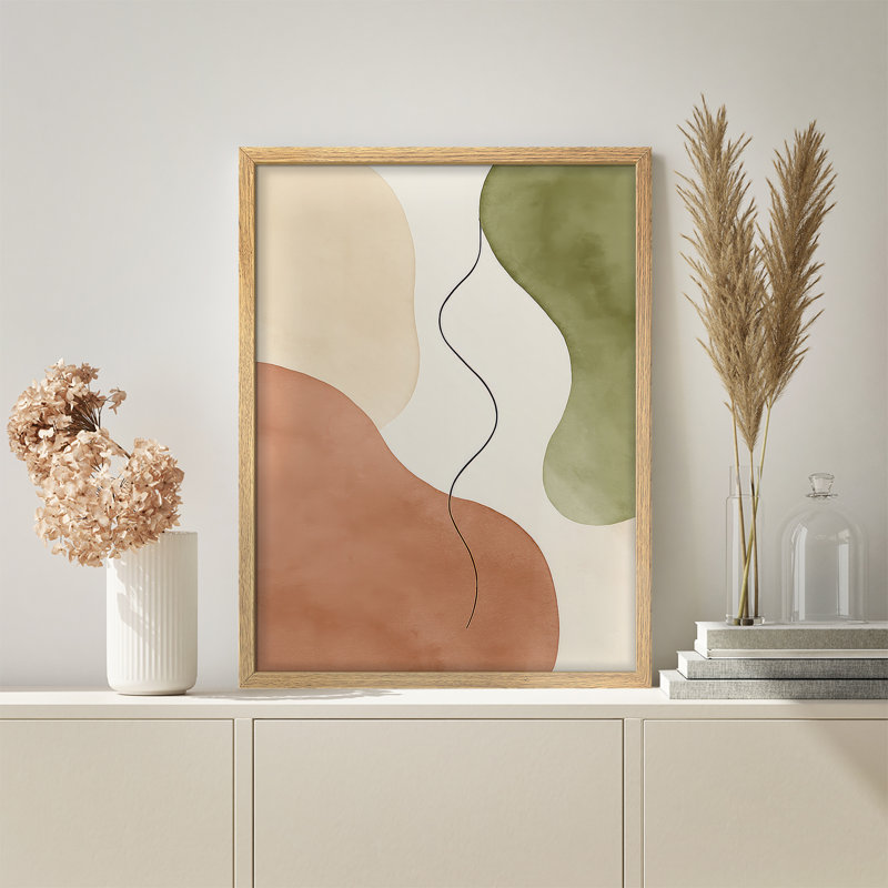 Reproduction d'art encadrée abstraite pour décoration intérieure moderne - 11 po x 14 po, H 14 po x l 11 po, Naturel