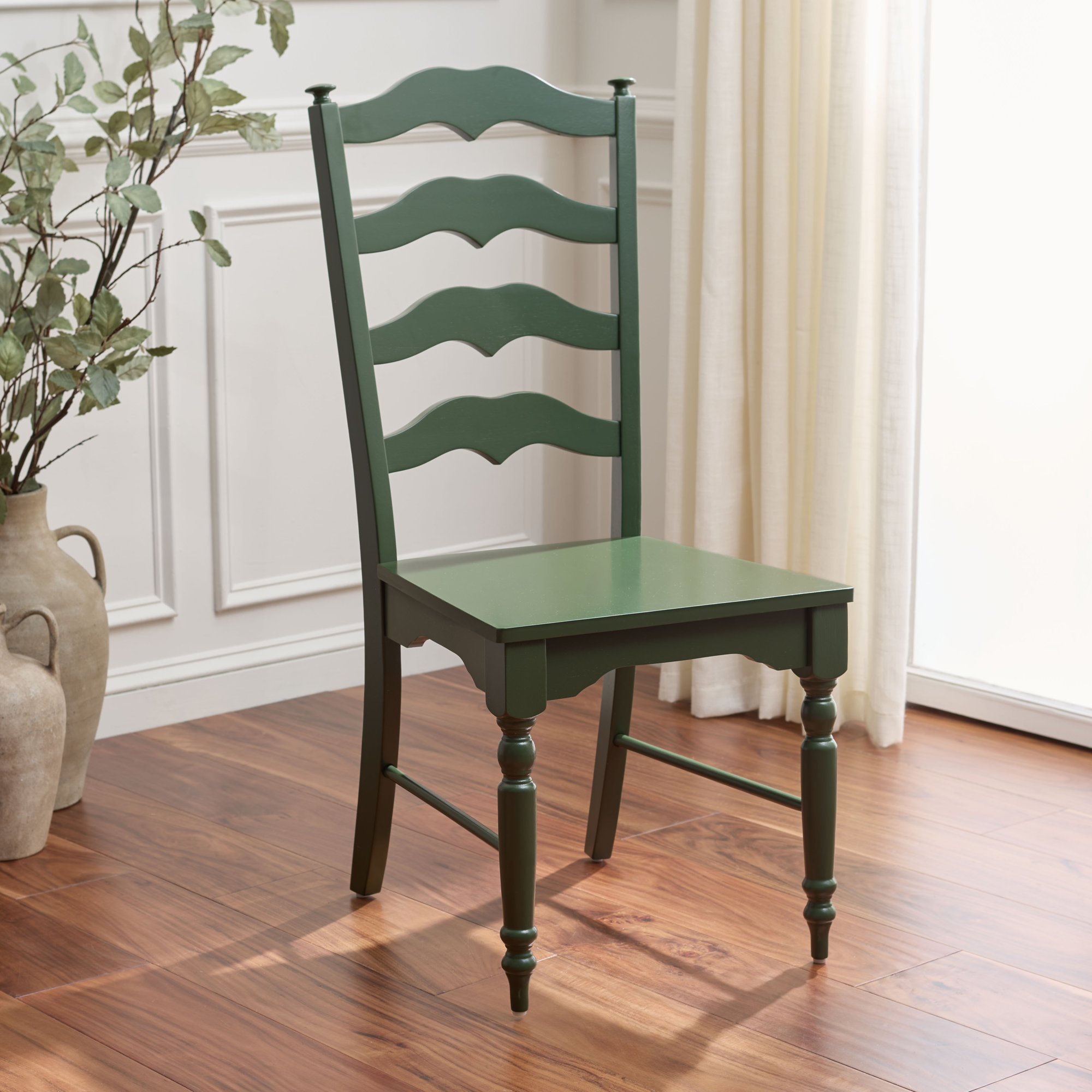 Tavin Ladder Back Side Chair, Dark Green