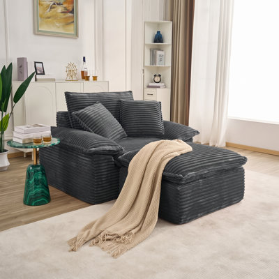 Fauteuil d'appoint moderne à assise profonde de 122 cm avec repose-pieds, canapé-lit une place infonuagique sans assemblage pour salon, orange