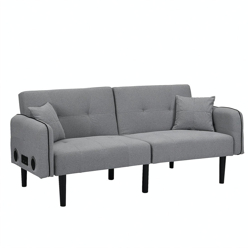 Folding Single Sofa Bed with Stereo (Gray)
