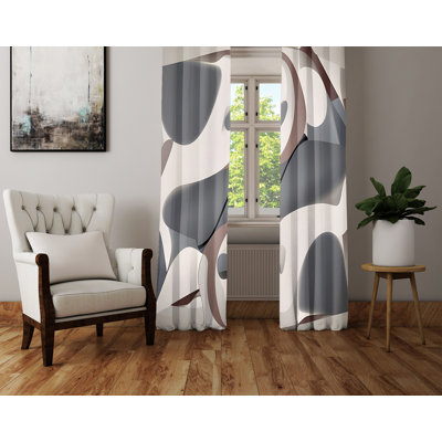 Paire de rideaux semi-transparents en polyester Mehtap