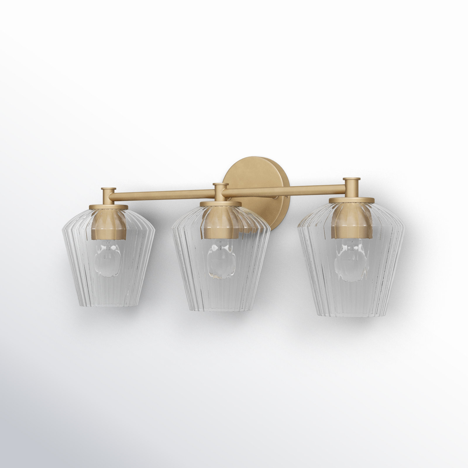 Depner 3 Light Ribbed Dimmable Vanity Light, Brass