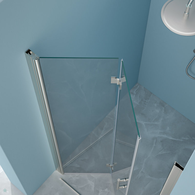 36"W X 72"H Fold Frameless Shower Door With Tempered Glass, Nickel