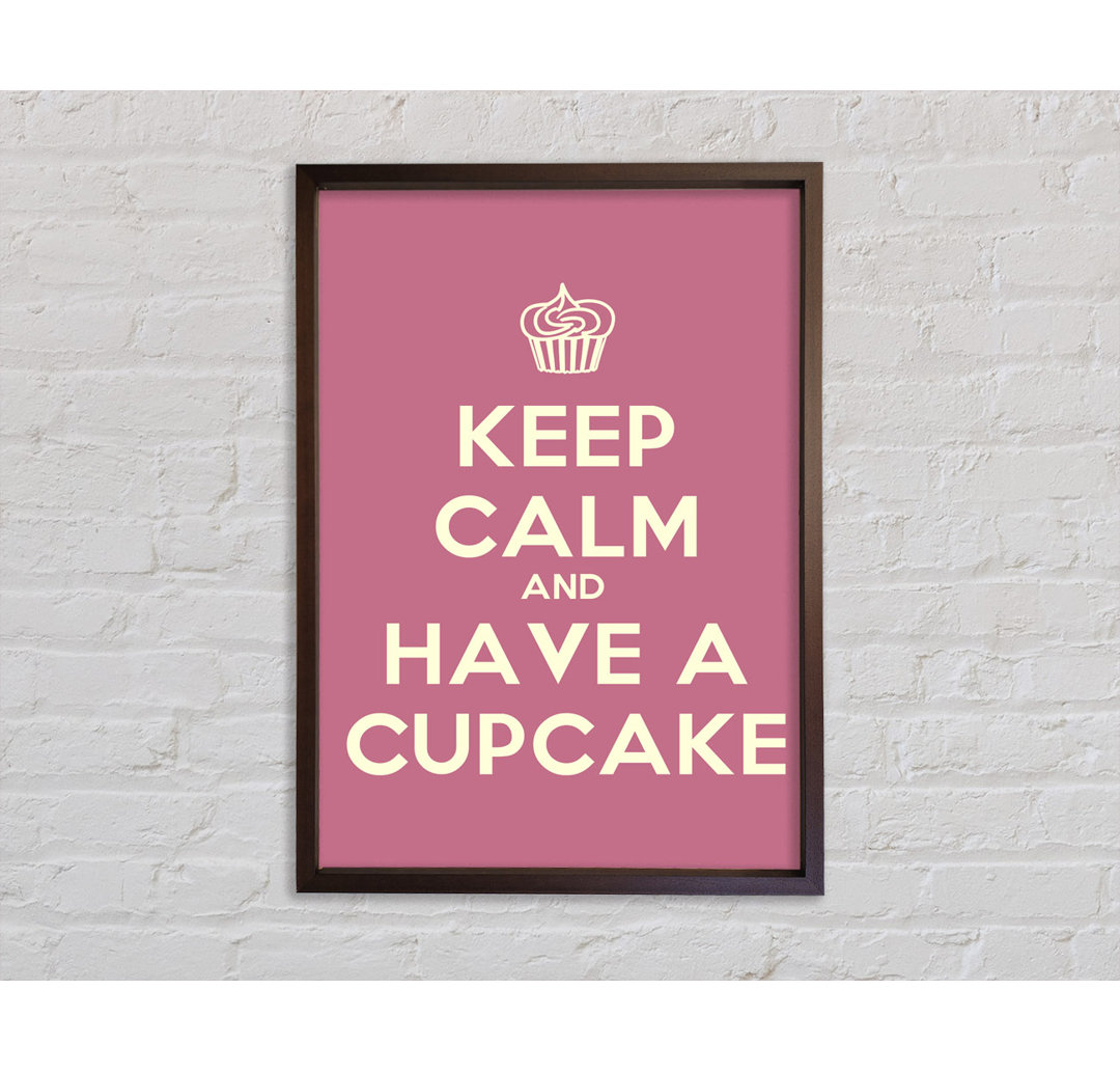 Küche Zitat Keep Calm Cupcake Pink - Einzelner Bilderrahmen Typografie auf Leinwand