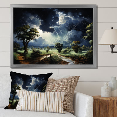 Tempête verte chassant la foudre sur toile