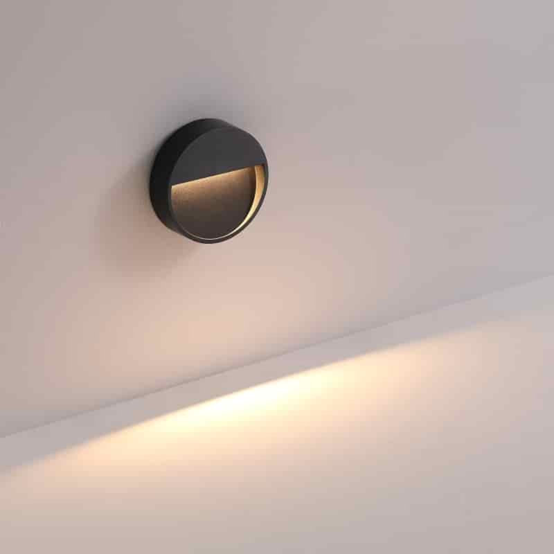 UltraBeam Black Outdoor LED Wall Light 3 Watt LED Diameter 120mm - Step and Stairway Lighting