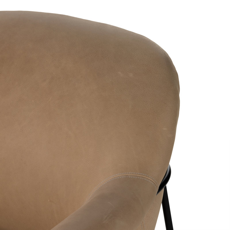 Fauteuil d'appoint en cuir Dessa, Cuir véritable Palermo Nude