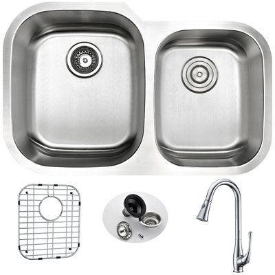 Moore 32 " L Undermount Double Bowl Stainless Steel Kitchen Sink