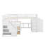Lit simple superposé au dessus d'un lit double avec tiroirs, bureau et garde-robe-2002867485