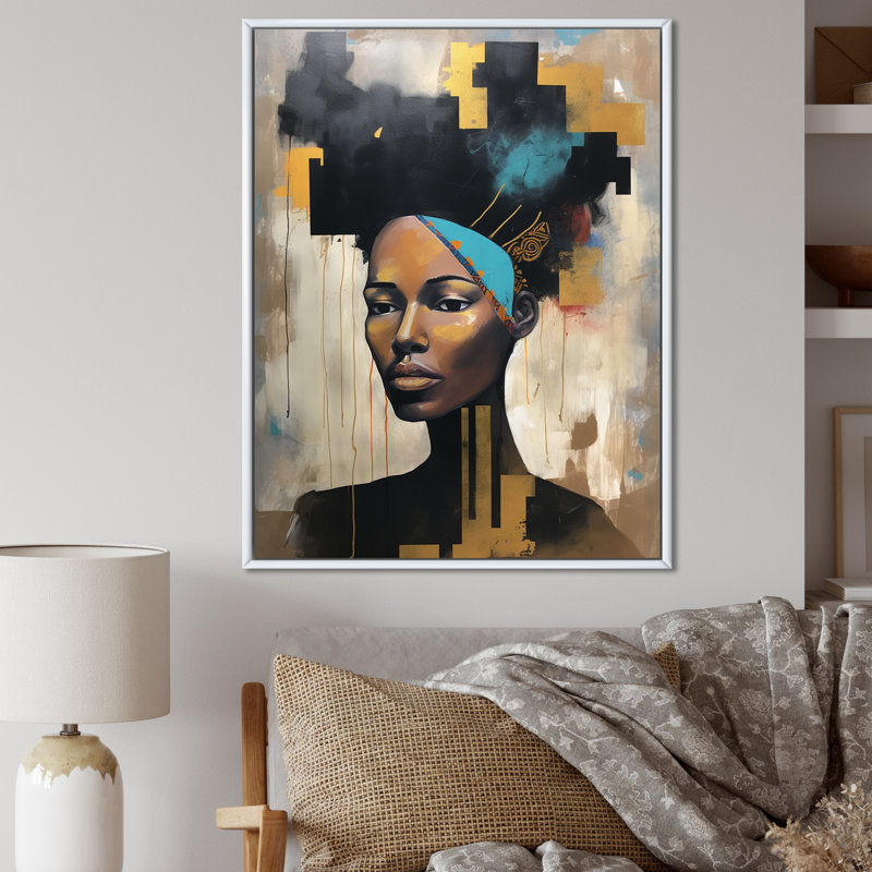 Urban Urban Contemporary African I, H 40 po x l 30 po x P 1,5 po, Cadre flottant blanc