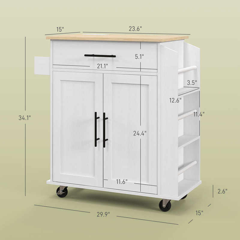HOMCOM Kitchen Island With Storage, White