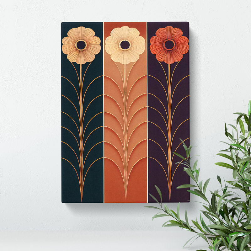 Retro Flowers No.1 - Wrapped Canvas, 50cm H x 35cm W x 3cm D