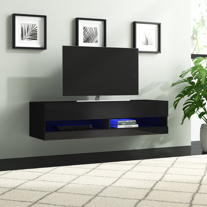 Ruggles Unfinished Floating TV Stand for TVs up to 55", Black