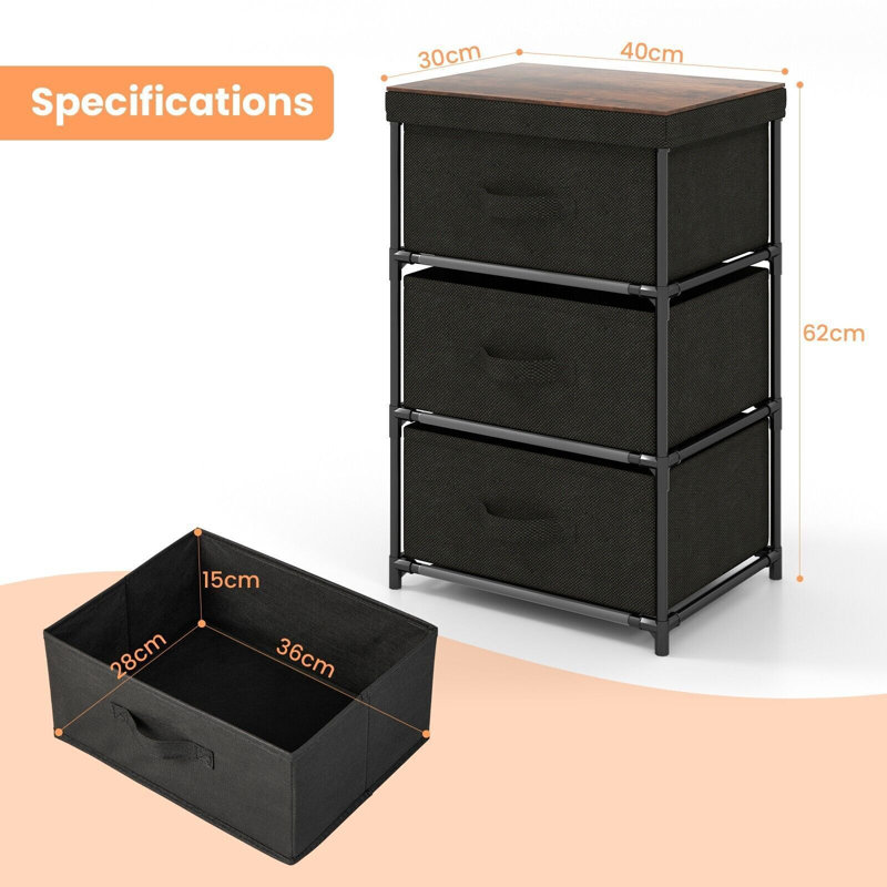 Amica 40cm W Metal Bedside Table